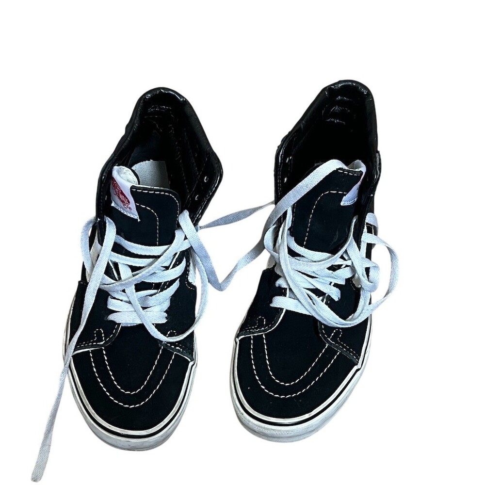 Vans Sk8-Hi High Top Skate Shoes Black White Lace Up Side Stripe Waffle